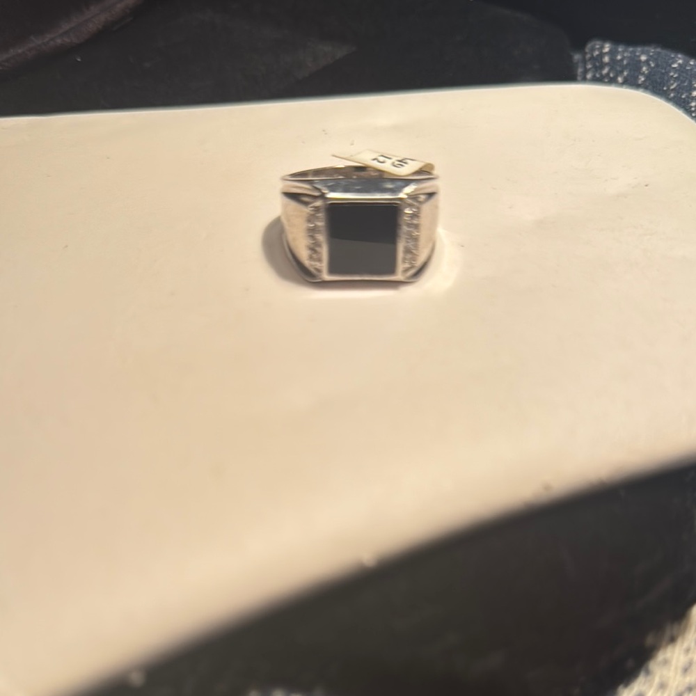 Park Lane “Pacifica” Oynx and CZ Silver tone Ring